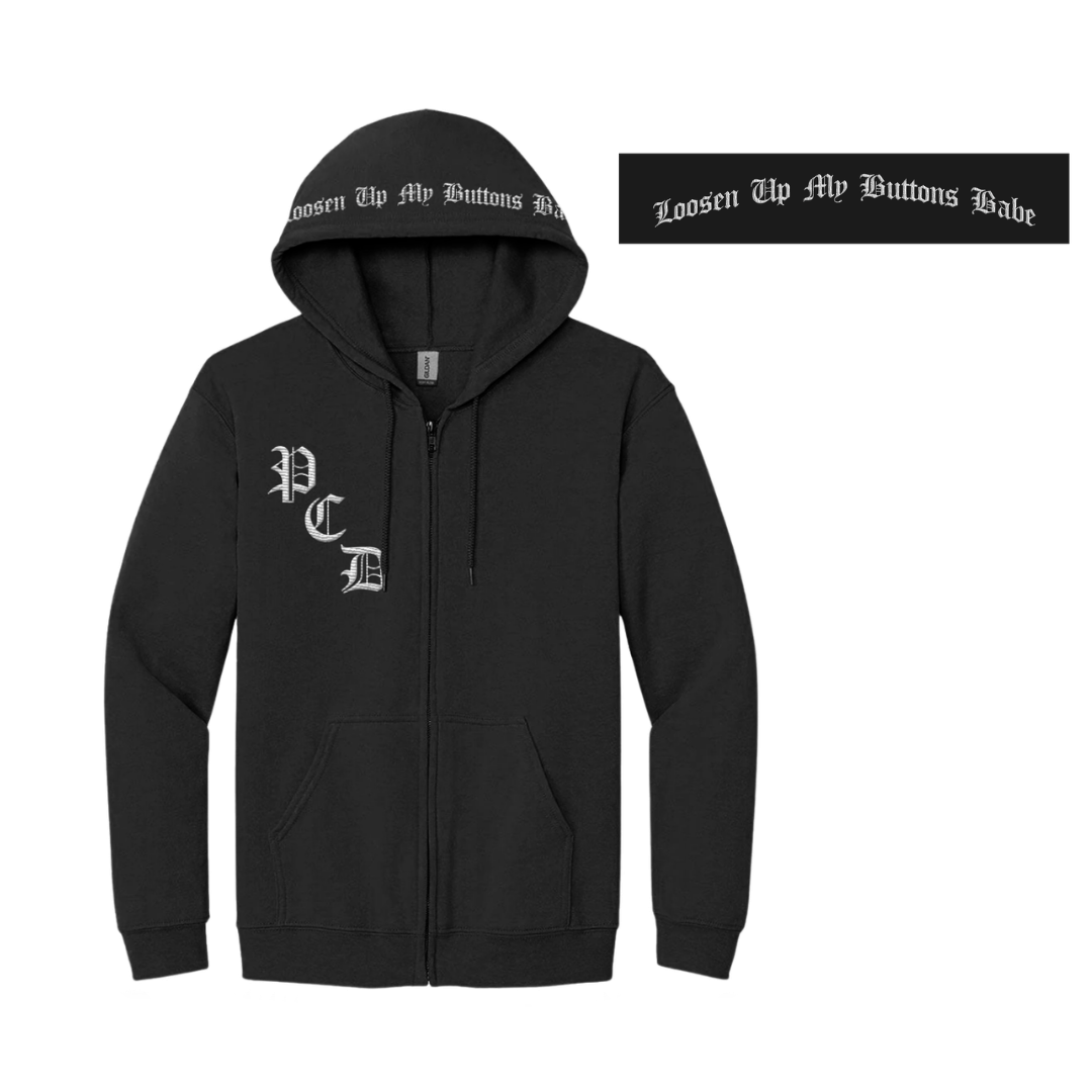 Buttons Zip Hoodie – Black